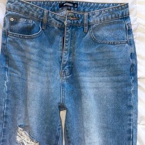 Missguided straight leg split hem jeans